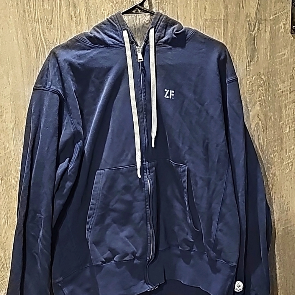 Zero Foxtrot men's medium zip up hoodie in navy blue. Veteran owned company